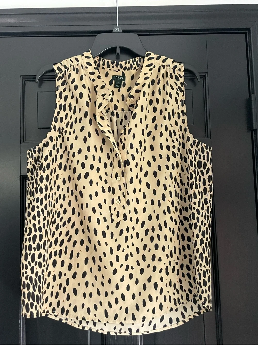 J. Crew Cream Sleeveless Animal Print Top